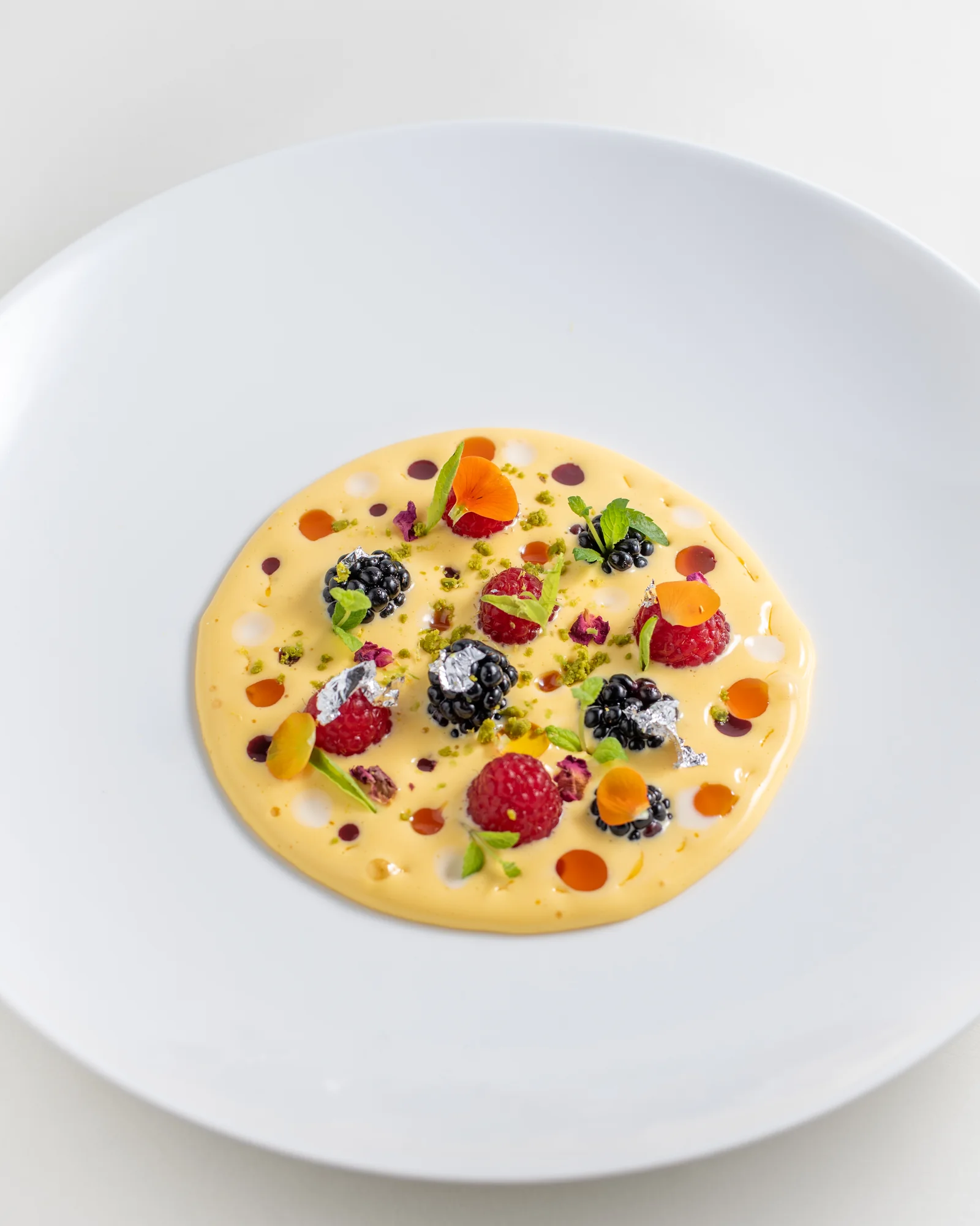 A light dessert with colourful accents