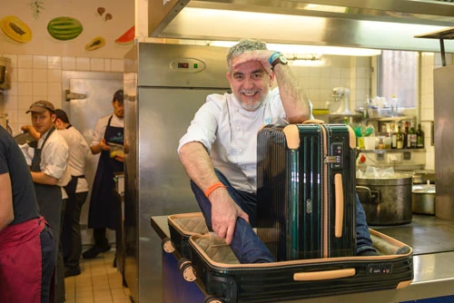Rimowa photo shoot in the Acquarello kitchen